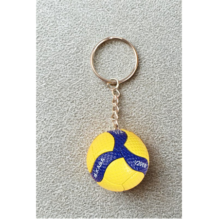 Sarı Lacivert Dokulu  Volleyball Topu Figürlü Anahtarlık Çanta Süsü