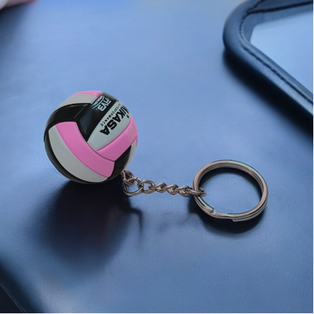 Pembe Siyah Volleyball Topu Figürlü Anahtarlık Çanta Süsü