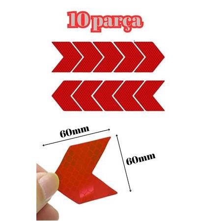Yüksek Performans 10 Adet Chevron Şekilli Yansıtıcı Sticker Seti Motorlu Motorsuz Tüm Araçlar İçin