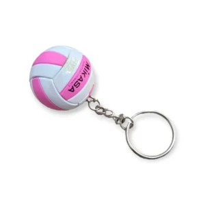 Voleybol Topu Anahtarlık 38 mm Pembe Beyaz - Mini Voleybol Çanta Süsü
