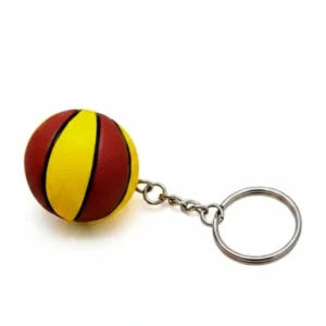 Basketbol Topu Takım Renkli Anahtarlık Sarı Kırmızı - Mini Top Çanta Süsü