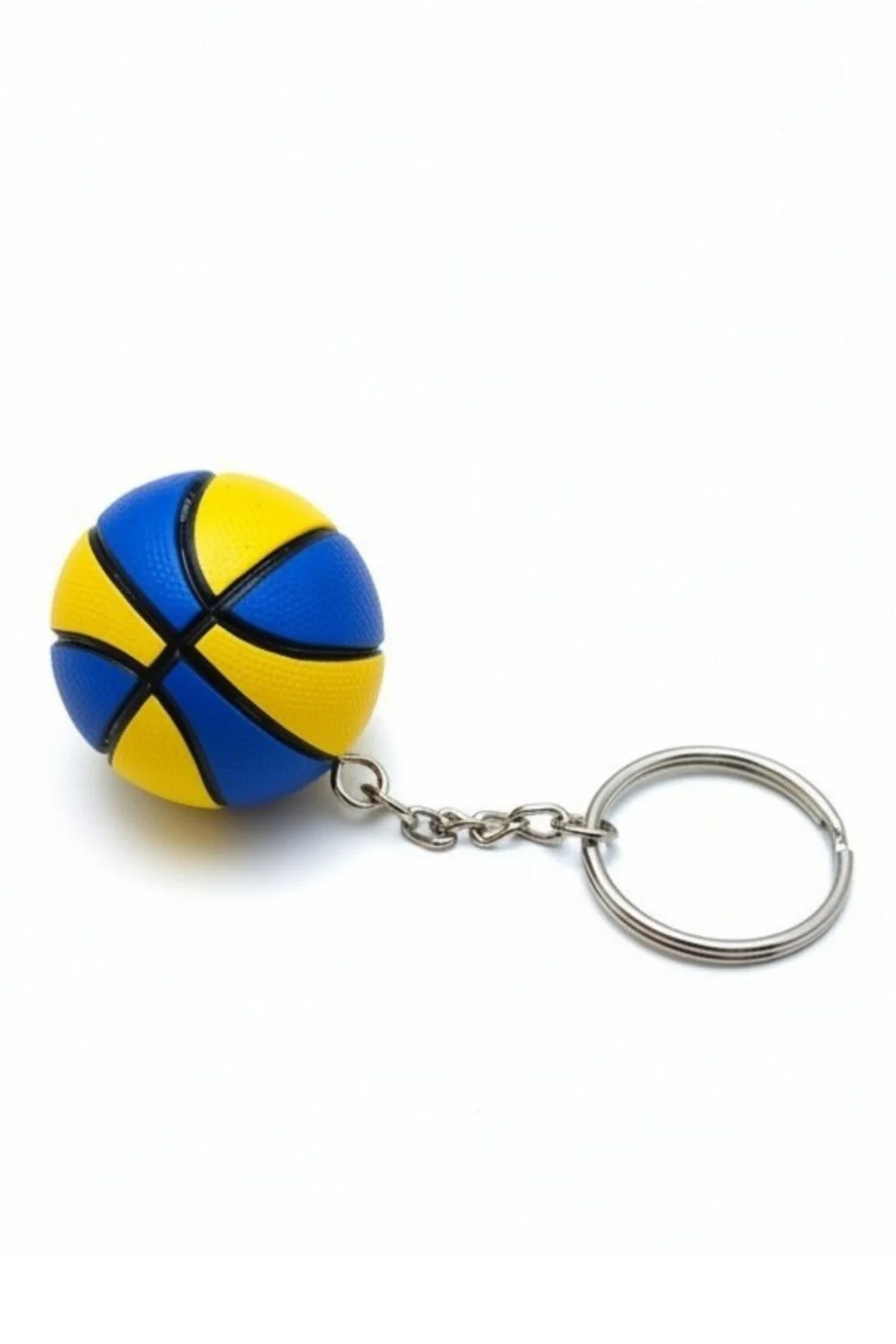 Basketbol Topu Takım Renkli Anahtarlık Sarı Lacivert - Mini Top Çanta Süsü