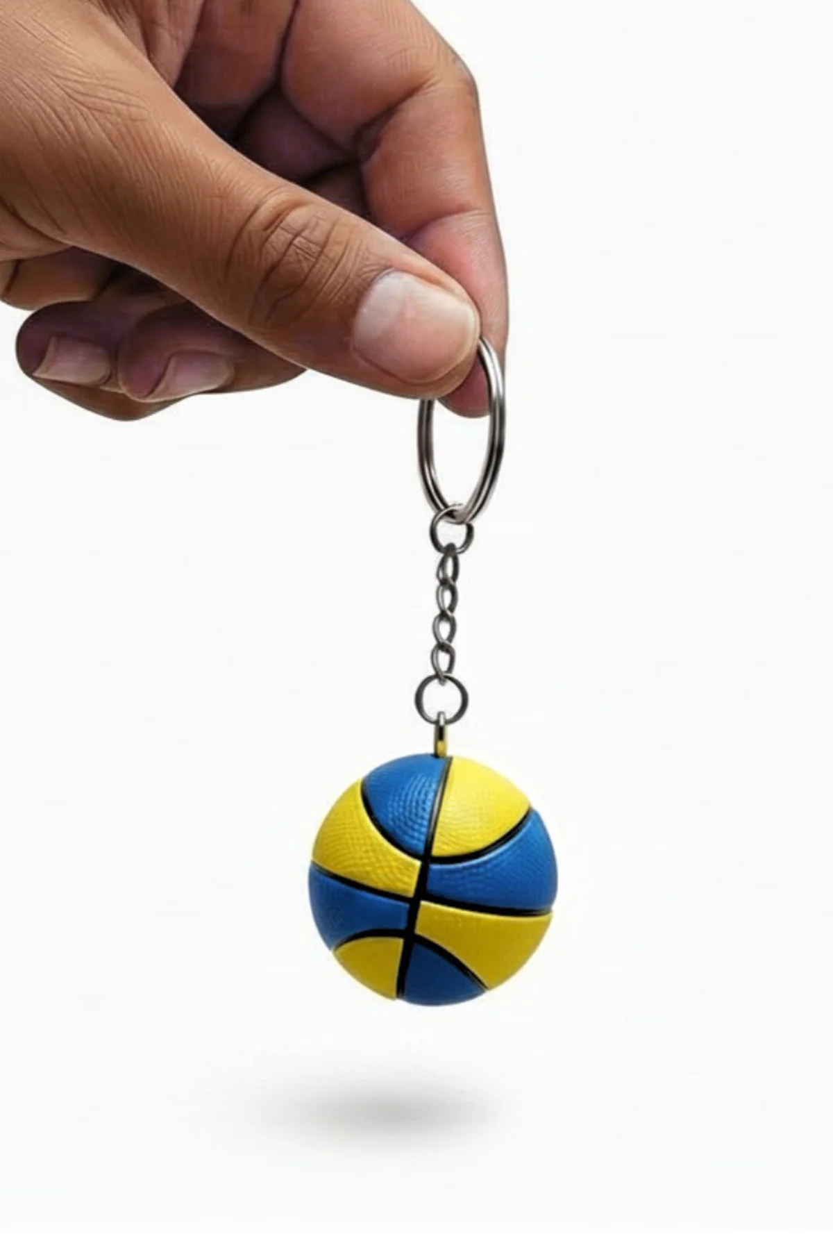 Basketbol Topu Takım Renkli Anahtarlık Sarı Lacivert - Mini Top Çanta Süsü - Görsel 2