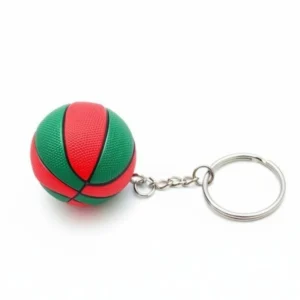 Basketbol Topu Takım Renkli Anahtarlık Yeşil Kırmızı - Mini Top Çanta Süsü