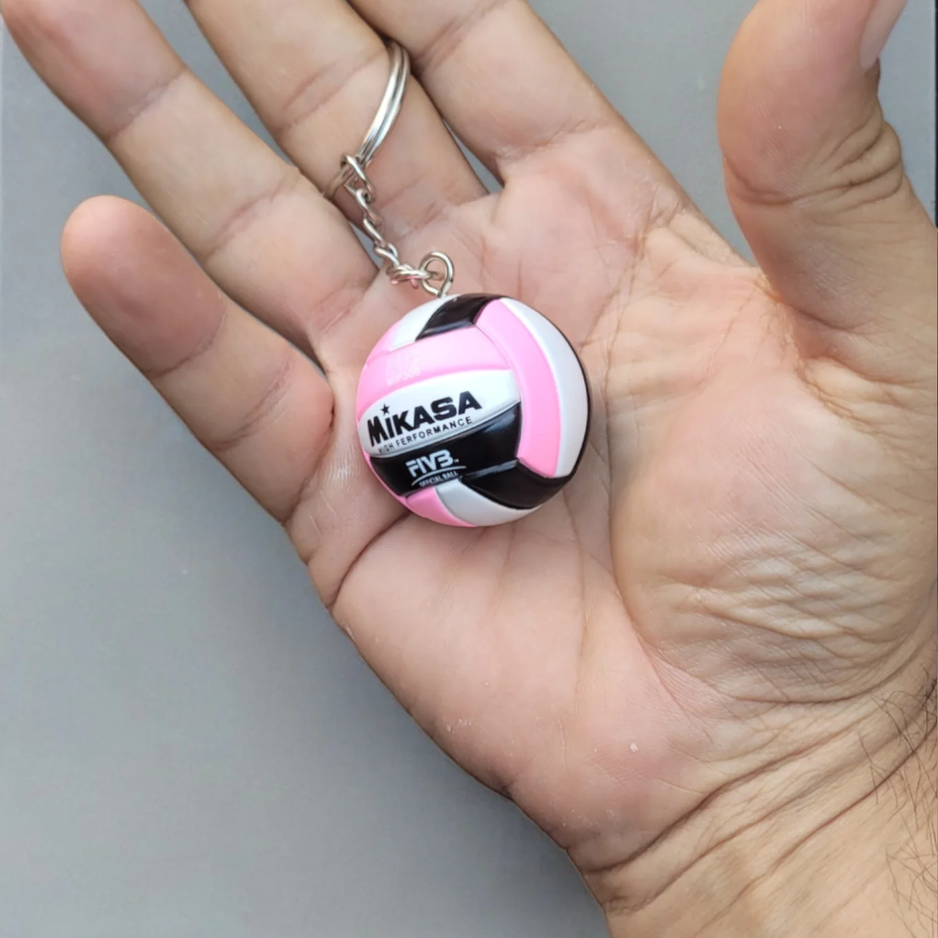 Voleybol Topu Anahtarlık 38 mm Pembe Siyah - Mini Voleybol Çanta Süsü - Görsel 4