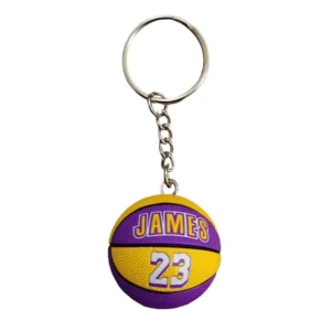 Basketbol Topu Anahtarlık Sarı Mor 23 Numaralı 36 mm - Mini Top Çanta Süsü