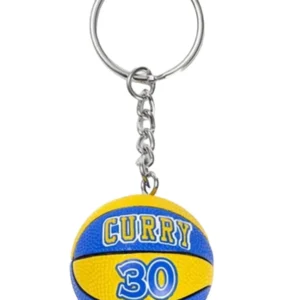 Basketbol Topu Anahtarlık Sarı Mavi 30 Numaralı 36 mm - Mini Top Çanta Süsü
