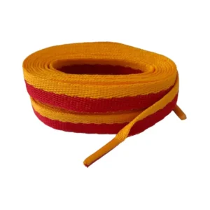 Renkli Ayakkabı Bağcığı Sarı Kırmızı Çizgili 120 cm - Takım Renkleri Spor Bağcık Çift