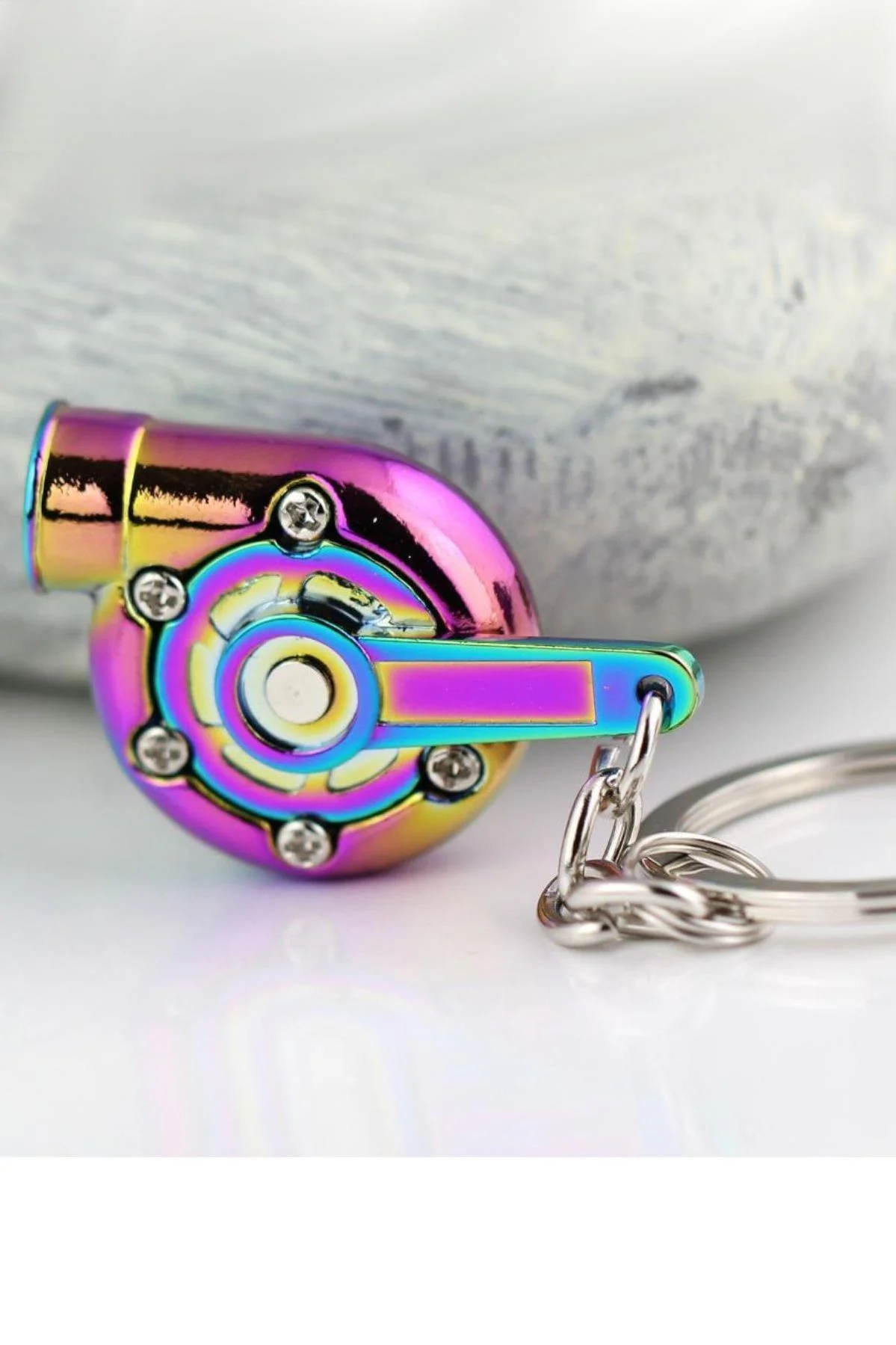 Turbo Anahtarlık Metal Neo Chrome Meneviş Renk - Turbo Figürlü Oto Anahtarlık - Görsel 2