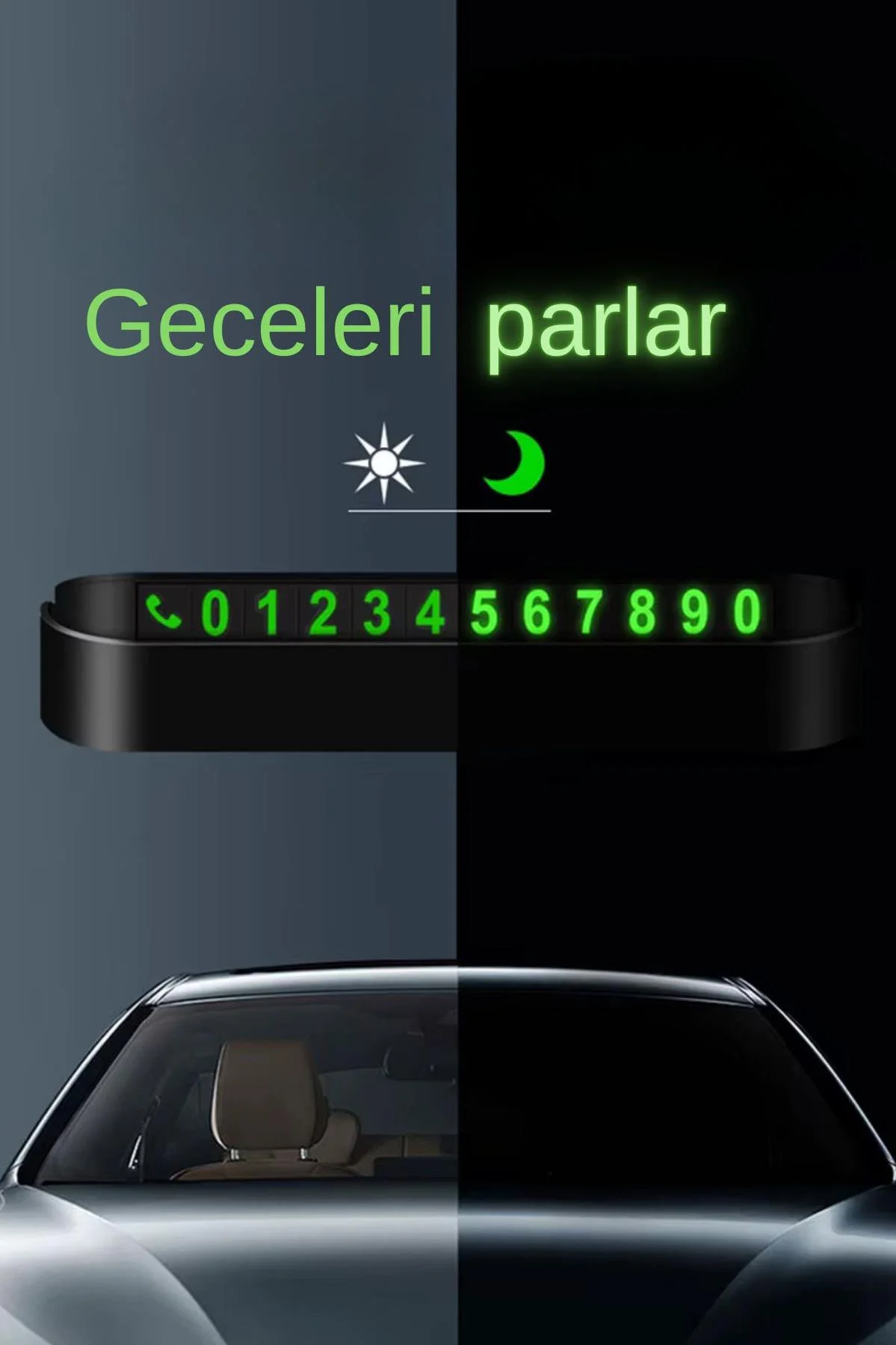 Araç Park Numaratörü Fosforlu Aç Kapa - Geçici Park Kartı Siyah - Görsel 2