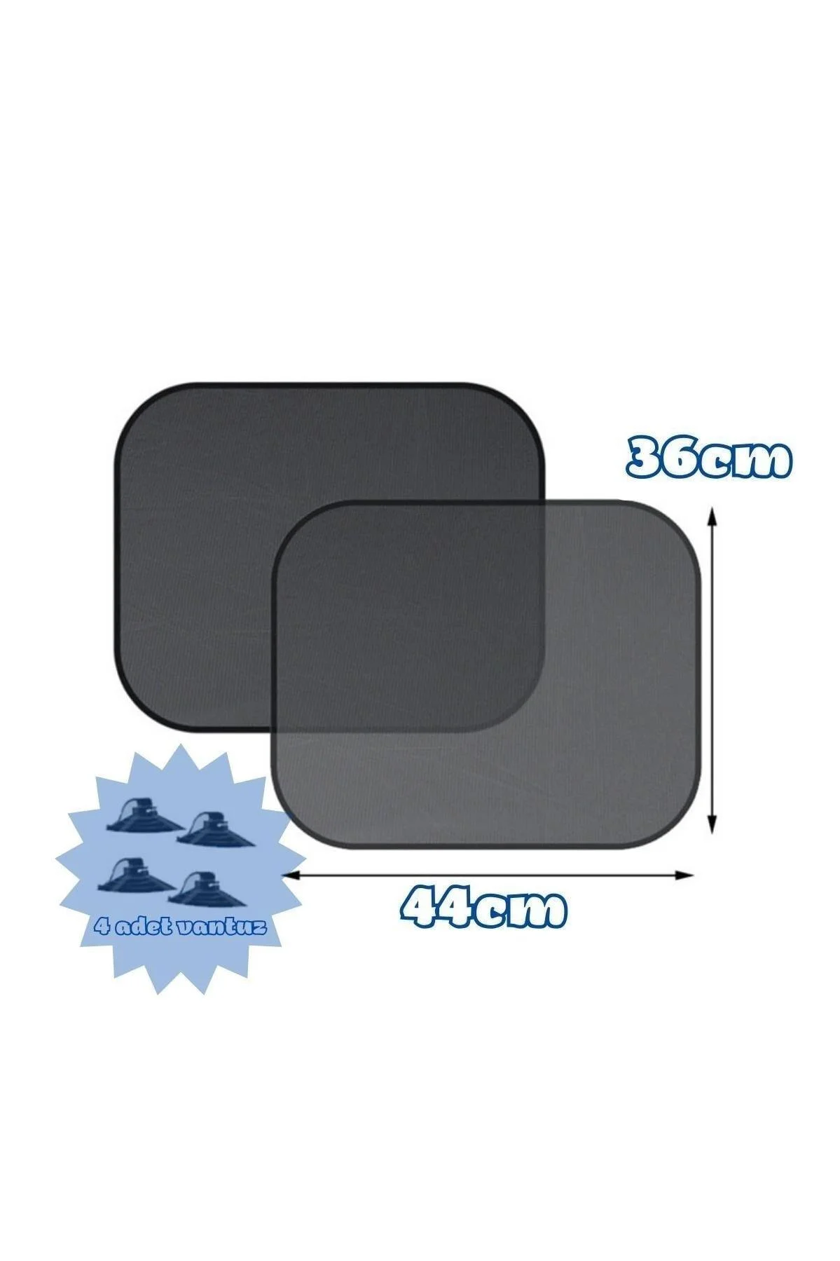 Oto Güneşlik Vantuzlu Yan Cam 44x36 cm 2 Adet - Tırnak Vantuzlu Araç Güneşliği - Görsel 3