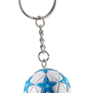 Futbol Topu Anahtarlık Mavi Yıldız Desenli - Mini Top Çanta Süsü